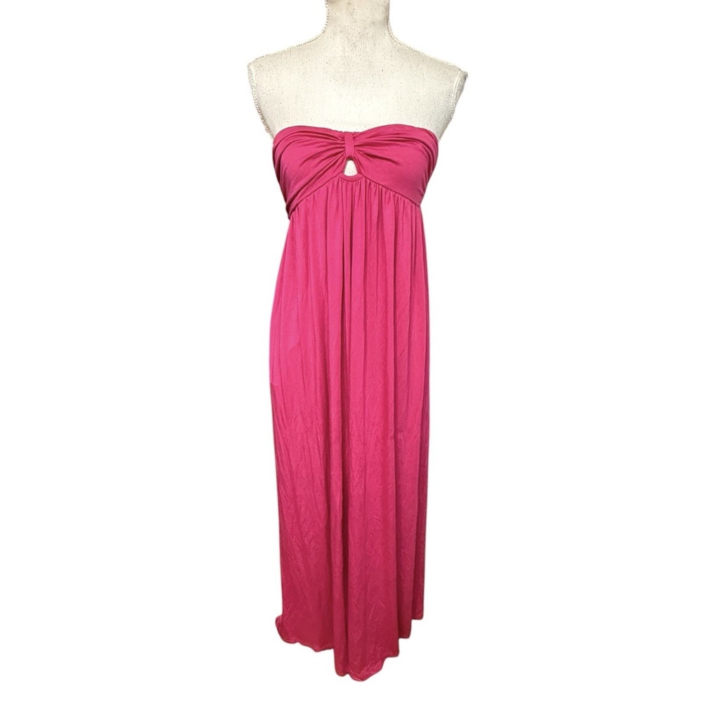 RACHEL PALLY Strapless Maxi Rosette MOZELLE Maternity Dress Pink Large NWT